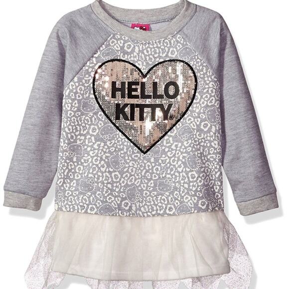 Hello Kitty Baby Girl Sequin Heart Tutu Dress Size 24 Mo Fleece Long Sleeve NWT - Picture 1 of 6